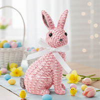 Figurine de lapin en rotin pour la décoration de Pâques, décoration de printemps et de fêtes