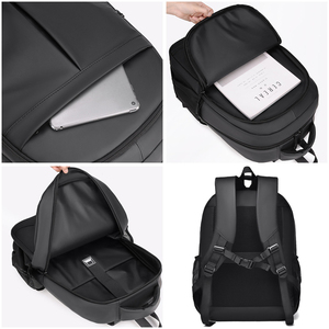 Minimalist PU <b>Laptop</b> <b>Backpack</b> Large Capacity Water Resistant Unisex Softback with Zipper Closure and Shoulder Straps - Product Image 4