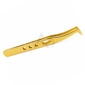 Pince à cils ronde à manche dentelé en acier inoxydable, personnalisable avec logo, instrument de beauté résistant à la transpiration pour extensions de cils - Product Image 3