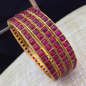 Antique Ruby Kemp Style Cuff <b>Bangles</b>-Classic Brass & <b>Copper</b> Jewelry with Jade Pearl & Agate - Product Image 1