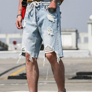 กางเกงยีนส์ขาสั้นสไตล์ไฮสตรีทสำหรับผู้ชาย ผ้าฝ้าย 100% ทอแบบไม่ทอ น้ำหนักเบา เหมาะสำหรับฤดูร้อน กิจกรรมกลางแจ้ง เอวสูง ซิปหน้า - Product Image 5