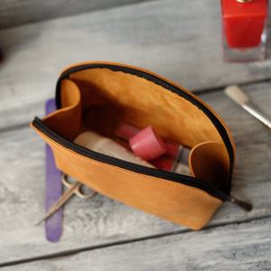 Bolsa de Cosméticos Impermeable y Ecológica de Cuero con Cierre de Cremallera para Mujer, Bolsa de Maquillaje Pequeña y Compacta para Viajes - Product Image 2