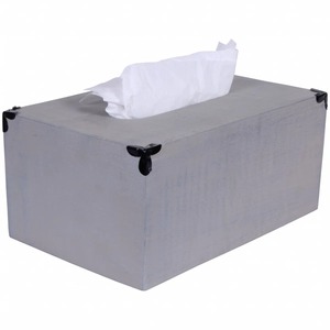 Modern Gray Fabric <b>Tissue</b> Box Cover With <b>Black</b> Corners Convenient Design - Product Image 1