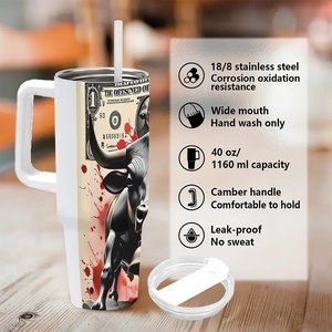 Vaso de Acero Inoxidable de 40oz con Diseño de Toro y Dinero para Uso Comercial - Product Image 5