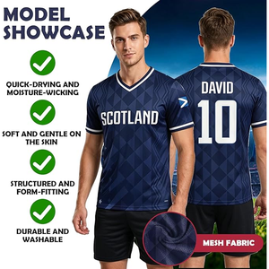 Maillot de football personnalisé pour hommes d'Écosse, col en V, manches courtes, 100 % polyester respirant, vêtements de football pour adultes - Product Image 4