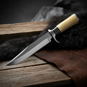 Cuchillo Bowie Vikingo Artesanal de Acero D2 con Mango de Hueso y Micarta, Hoja de 14 Pulgadas y 3mm de Grosor, Punta Caída |   Funda de Cuero Premium - Product Image 5