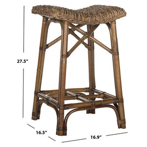 Tabouret de comptoir en bambou avec sièges tissés Meubles de cuisine fabriqués à partir de matériaux durables - Product Image 3
