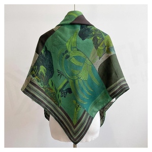 Women's Square Silk Scarf Tropical Print Elegant Multi-Functional Fashion Accessory All Seasons - Product Image 2