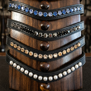 Diadema para Caballo de Cuero Genuino Negro y Marrón con Cristales Brillantes y Diamantes de Imitación de Varios Colores y Diseños, en Todas las Formas - Product Image 4