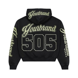 เสื้อฮู้ดดี้โอเวอร์ไซส์ผู้หญิง ผ้าฝ้ายออร์แกนิค 100% ทรงครอป แต่งลายวินเทจฟอกสีแบบแอซิดวอช ประดับคริสตัล - Product Image 2