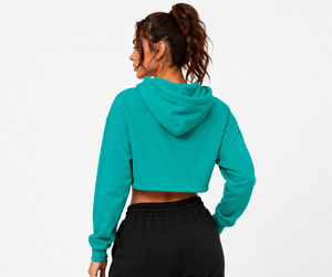 Sudadera corta elegante para mujer con tela premium, acabado suave, silueta elegante, ideal para el gimnasio, viajes, compras y uso casual. - Product Image 3