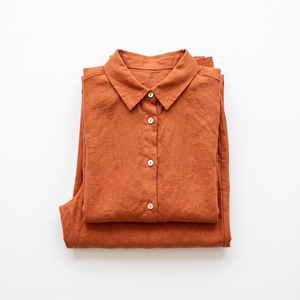 Conjunto de Camisa y Pantalones Cortos de Lino y Algodón para Mujer, Estilo Casual de Verano con Botones, Cintura Elástica, 2 Piezas - Product Image 3