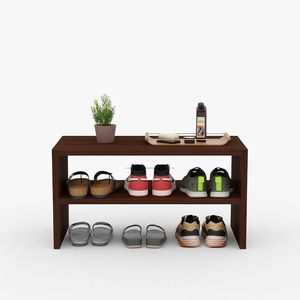 Woodworks Wooden Shoe <b>Rack</b> for Home, Chappal Slippers Organizer Stand I 2-Tier I Finish-Suede DIY (Walnut) - Product Image 3
