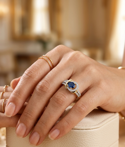 Anillo de Oro de 14k con Perla Natural Ovalada como Piedra Central y Diamantes CZ Engastados en Puntas, para Compromiso, Boda, Fiesta o Uso Diario, para Mujer - Product Image 3