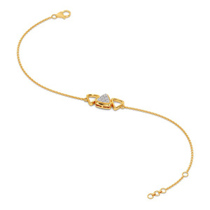 Triple Triangle Cluster Diamond Bracelet with Yellow Gold Chain and Open Geometric Side <b>Frame</b> Design - Product Image 3