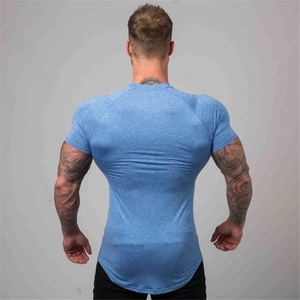 Camiseta deportiva atlética para entrenamiento de gimnasio para hombre, logotipo personalizado, Manga corta raglán, secado rápido, culturismo, Fitness, ajuste Extragrande - Product Image 4