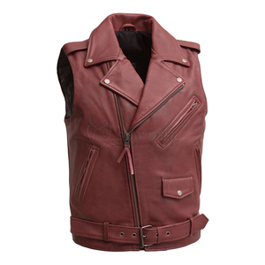 Men's Style Leather Vest | Club Member <b>Biker</b> Waistcoat Heavy Duty Genuine Leather Moto Vest - Product Image 5