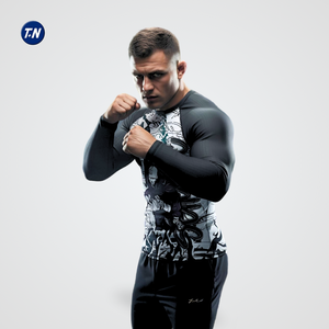Rashguard de haute qualité pour hommes adultes, anti-UV, anti-bactérien, polyester 220g, pour BJJ, MMA, surf, sports actifs, UPF50+, séchage rapide - Product Image 5