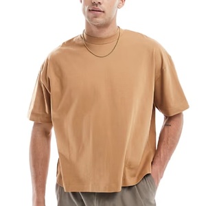 Camiseta de Hombre Oversize de Cuello Redondo y Manga Corta en Tono Cobre, Diseño Liso de 260g para Estilo Urbano Casual - Product Image 1