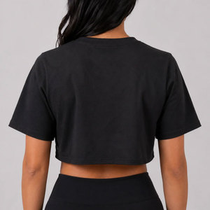 T-shirt court OEM en jersey de coton sans couture pour femme, couleur personnalisée, vierge, pour le sport, la course et l'exercice, anti-humidité - Product Image 2