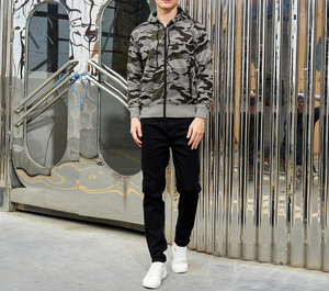 Sudadera OEM Streetwear Personalizada con Bordado, Estilo Holgado, con Cremallera, Oversize, Desgastada, Camuflaje, Sudadera con Capucha, Chaqueta de Trabajo de Lona para Hombre - Product Image 5