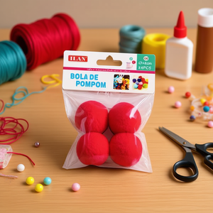 Boule de pompon Ilan 4,0 cm rouge pour la création de décorations - Product Image 2