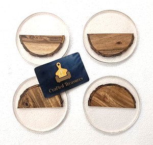 Households Item Wood Resin <b>Coaster</b> Set 4-Inch Diameter <b>Heat</b> Resistant Non-Slip Handmade Drink Home Bar Use <b>Coasters</b> Placemats - Product Image 1