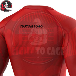 Rashguard MMA BJJ para Adulto, de Colores Rojos Sólidos, Ajuste Muscular, para Gimnasio y Entrenamiento, Hecho en Pakistán, Lavado, de Secado Rápido, con Estampado Digital - Product Image 4