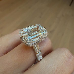 10 Carat Emerald Cut Lab Grown <b>Diamond</b> Engagement <b>Ring</b>, Pave <b>Diamond</b> Engagement <b>Ring</b>, IGI Certified - Product Image 3