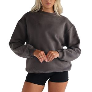 Cotton <b>Plain</b> Blank Winter Fleece Lined <b>Hoodie</b> Embroidery Logo Casual Shoulder Crewneck Sweatshirt Women <b>Hoodie</b> - Product Image 1