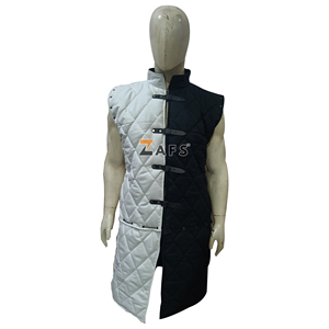 Chaleco Gambeson Medieval Blanco y Negro Hecho a Mano, Acolchado de Algodón Estándar, Sin Mangas, Chaqueta Aketon Cómoda y Transpirable - Product Image 2