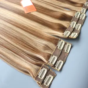 Clip recto de color personalizado en extensiones de cabello humano sin procesar Virgen cutícula alineada cabello vietnamita