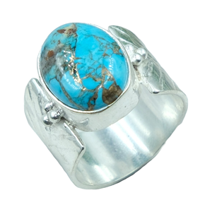 Natural Copper Turquoise Gemstone <b>Ring</b> Handmade 925 Sterling <b>Silver</b> <b>Statement</b> <b>Ring</b> Boho <b>Ring</b> Artisan Jewelry Women Men Gift Her - Product Image 1
