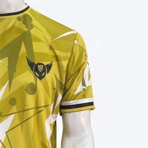 Ensemble de maillot de football pour homme, imprimé géométrique jaune, manches courtes, séchage rapide, coupe athlétique, design sublimé, numéro de joueur 16 - Product Image 6