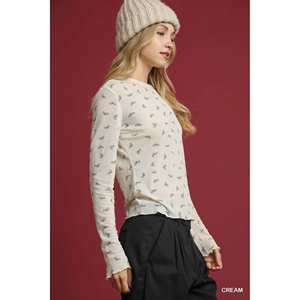 เสื้อถักพิมพ์ลายโบว์น้ำหนักเบาสำหรับผู้หญิงอุมเก้ไซส์ S - Product Image 4