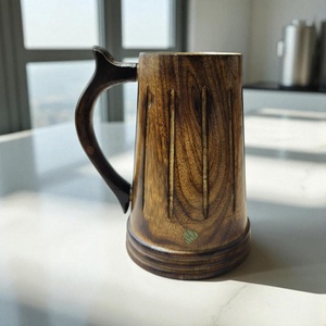 100% chope à bière naturelle en bois avec manche en bois chope à bière en bois tasses de vente chaude pour la maison hôtel et restaurant - Product Image 5
