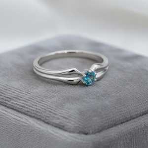 Natural Blue Topaz <b>Solitaire</b> <b>Ring</b> 925 Sterling <b>Silver</b> 14K Gold Plated Dainty Engagement Promise <b>Ring</b> December Birthstone - Product Image 4