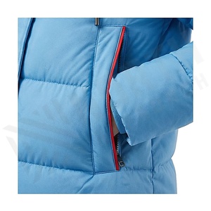 Hooded long Quilted Waterproof <b>Bubble</b> Jacket Black Full Sleeve Winter Windproof Cotton Shell Knitted Fabric Polyester Filling - Product Image 5