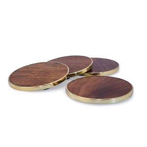 Handcrafted Round Asian Zen Wooden Coaster Set Natural Wood Drink <b>Mats</b> 33cm Diameter for Coffee Tea <b>Beer</b> Wine and Cold Beverages - Product Image 1