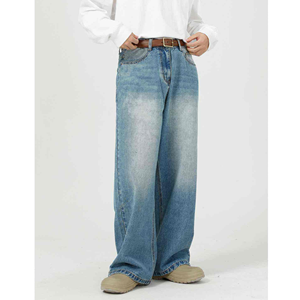 Jean large pour homme taille haute en coton délavé, pantalon décontracté respirant de poids moyen pour le printemps - Product Image 5