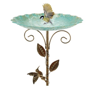 Nouvel Arrivage – Bain d'oiseaux décoratif moderne en fer noir thermolaqué, personnalisable, sur piédestal métallique pour extérieur - Product Image 4