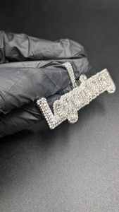 <b>Custom</b> Iced Out <b>Name</b> Pendant <b>Necklace</b> Hip Hop Bling Personalized Script Charm Diamond Look Jewelry Gift For Men - Product Image 3