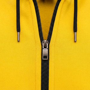 Sweat à capuche zippé pour homme, coupe ample et oversize, couleur jaune vif, manches épaisses, poche zippée, fermeture à cordon de serrage - Product Image 4