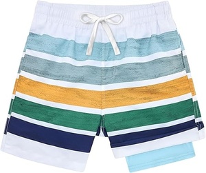 Men's Striped Breathable Quick Dry <b>Swim</b> Shorts Mid Waist Drawstring Closure 100% Polyester Woven Fabric Casual Board Shorts - Product Image 1