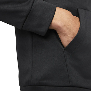 Sweat-shirt à capuche zippé noir pour homme, manches raglan, coupe classique, style décontracté, tissu polaire polyester/coton, séchage rapide, respirant - Product Image 5