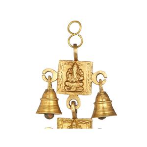Cloches murales en laiton Ganesha de 17 pouces fabriquées à la main en Inde pour décoration murale ou cadeau - Product Image 2