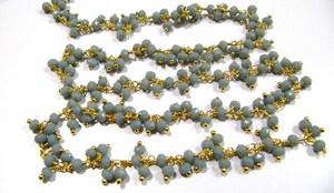 Grey Moonstone Hydro Quartz Dangling Cluster Beaded Rondelle Faceted <b>Rosary</b> Chain - Product Image 5