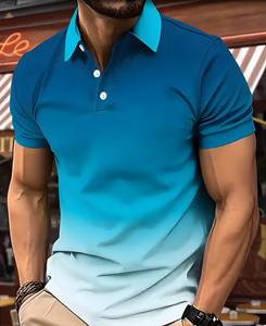 Chemise pour homme à manches courtes, imprimé tendance, jersey à séchage rapide, col contrastant, style décontracté estival, streetwear, hauts de mode - Product Image 4