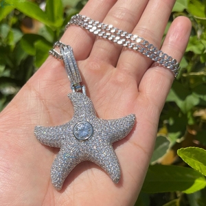 Starfish Lab Grown Diamond Unisex Pendant Luxury Iced Out Hip Hop Pendant Rapper Style Bling <b>Necklace</b> - Product Image 5