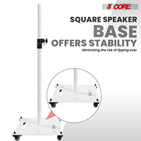 Supports de haut-parleurs DJ PA robustes 5Core 2Pc réglables en hauteur 61 pouces avec quincaillerie en acier, montage au sol 35 mm, capacité 100 lb